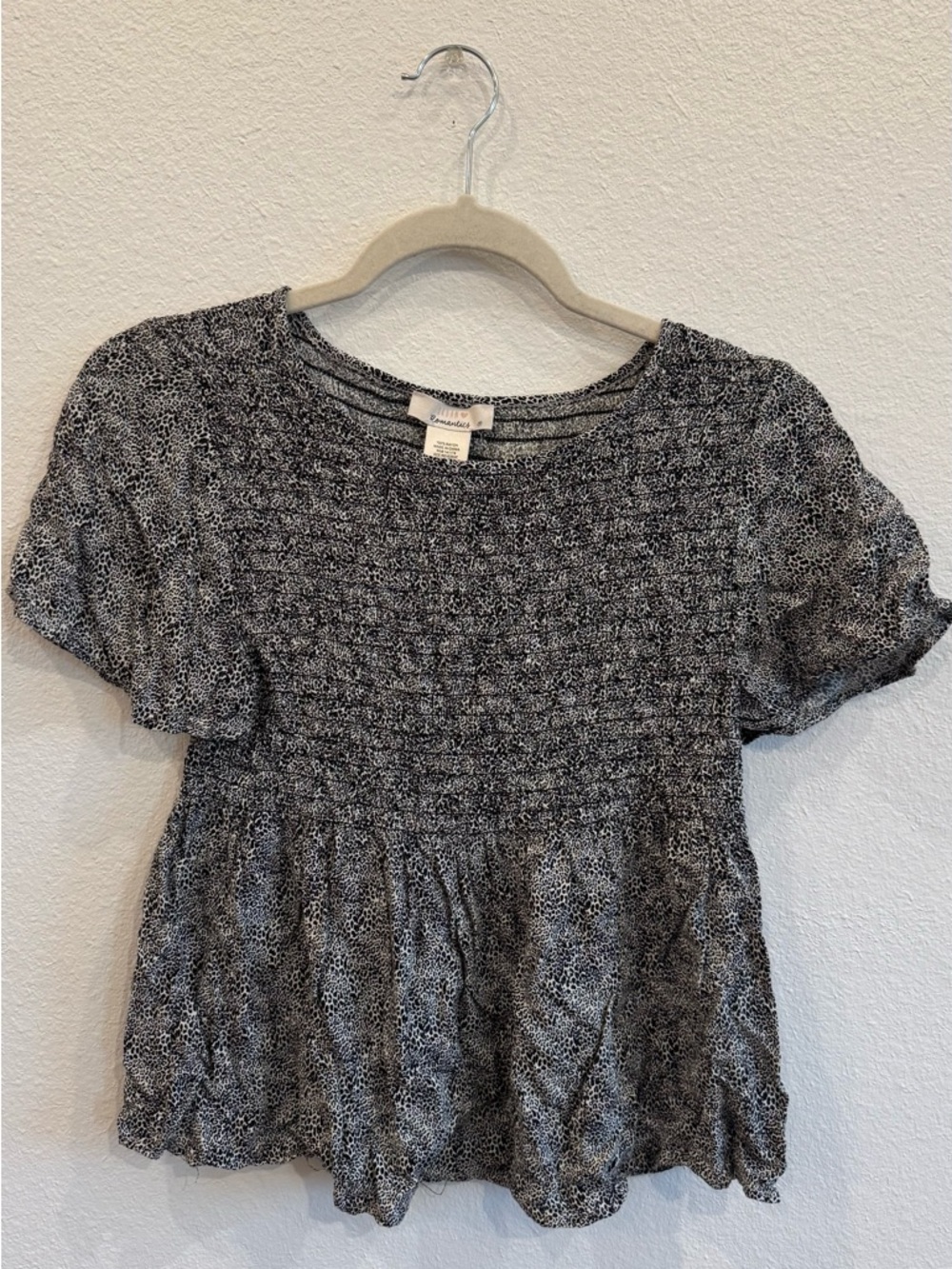 URBAN Romantics Black & White Smocked Peplum Blouse